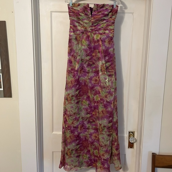 New Ramy Brook Sierra Crinkled Strapless Maxi Dress Lilac Sunburst size 8 - Picture 4 of 17